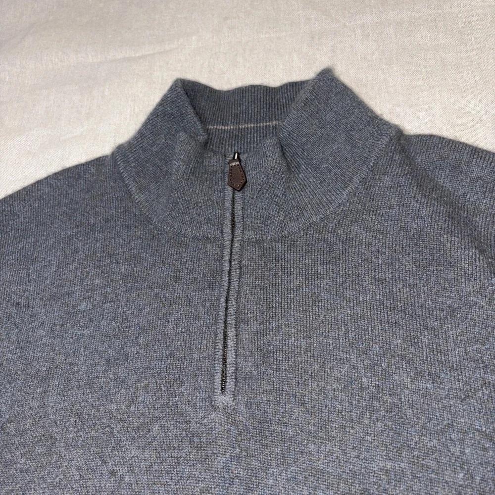 The Men's Store Bloomingdale's Cashmere Sweater‎ 1/4 Zip Men's XL Gray Preppy - Picture 8 of 13